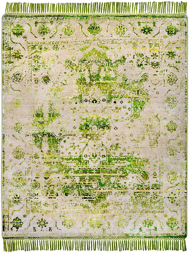 Eco Green Hand-Knotted Wool / Silk Rug