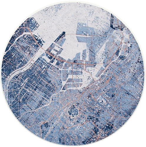 Modern Blue Round Rug