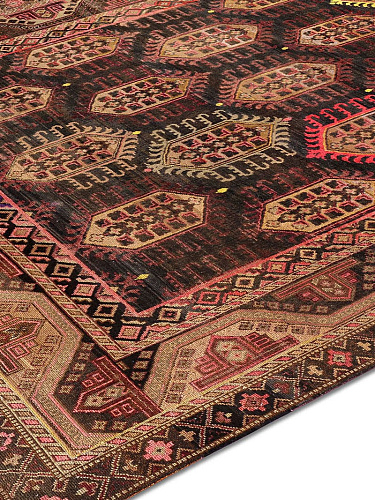 Original Natural Black Hand-Knotted Wool Rug