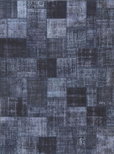 Navy Blue Patchwork Luxury Rug