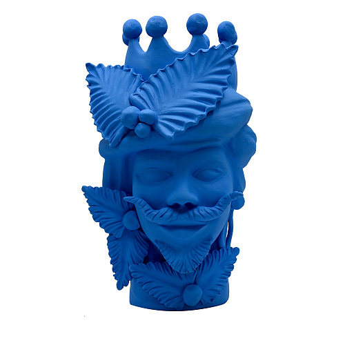 Handcrafted Moor's Head Blue Sculpture Italian Design
