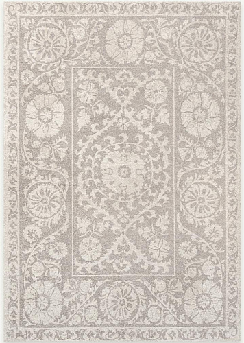 Subtle Grey Suzani Pattern Rug