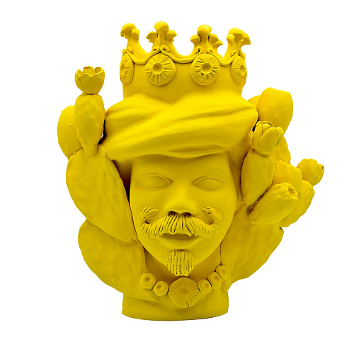 Yellow Matte Finish Moor's Head Sculpture