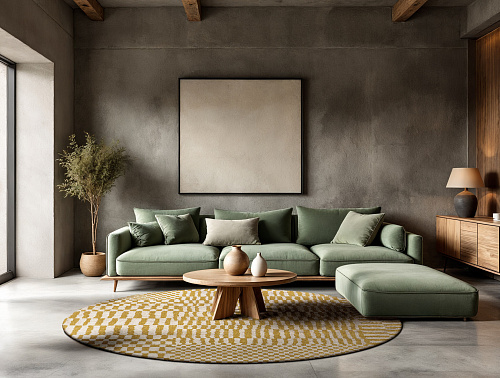 Golden Ochre Berber-Inspired Round Rug