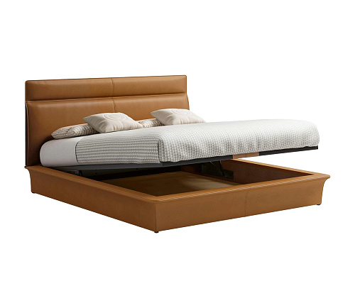 Modern Leather Bed with Headboard