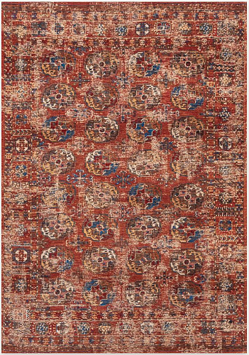 Distressed Rust & Blue Medallion Rug
