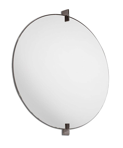 Metal-Accented Circular Wall Mirror