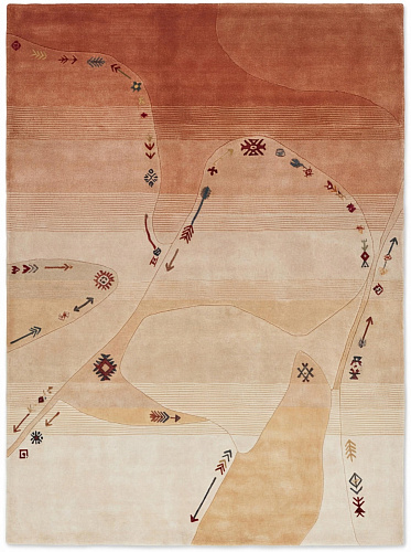 Abstract Path Terracotta Artisan Rug