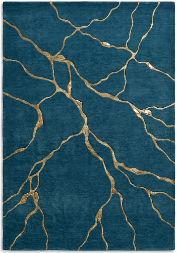 Golden Veins Blue Artisan Rug