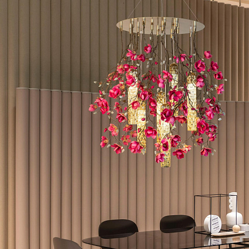 Magnolia Pink and Gold Chandelier