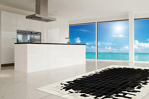 Mosaic Black & White Luxury Cowhide Rug