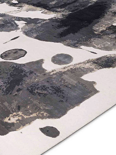 Black & White Hand-Knotted Wool / Silk Rug