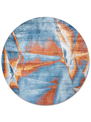 Round Cyan Handwoven Luxury Rug