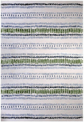 Striped Green Hand-Woven Luxury Rug