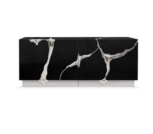 Fissure Silver & Black Designer Sideboard