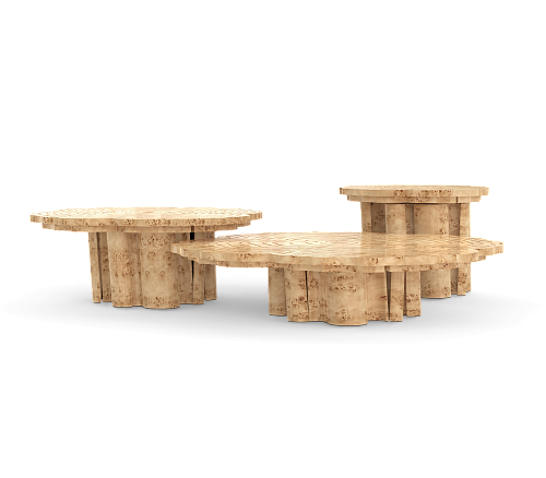 Poplar 3-Piece Coffee Table Set
