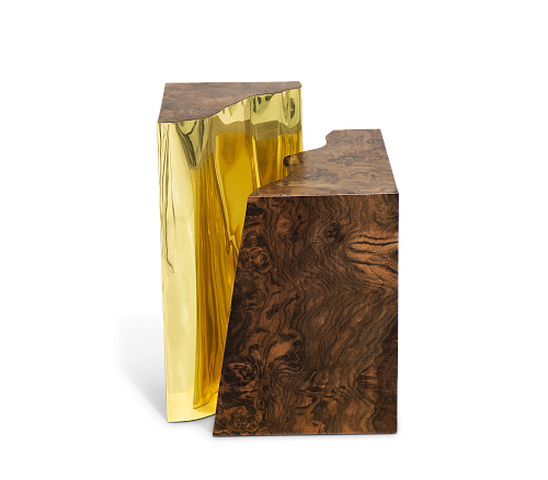 Fissure Walnut Designer Side Table