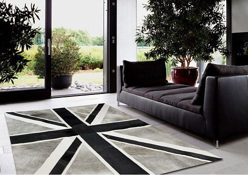 Union Jack Black / Grey Luxury Cowhide Rug