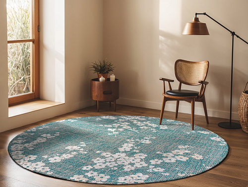 Tranquil Blue Round Rug