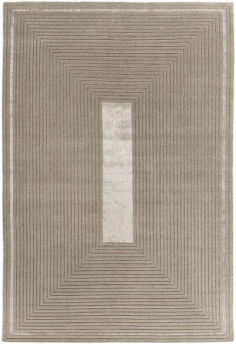 Handwoven Beige Border Wool / Viscose Rug