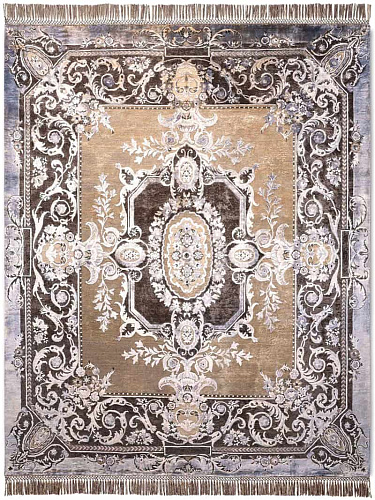 Aubusson Brown Hand-Woven Exquisite Rug