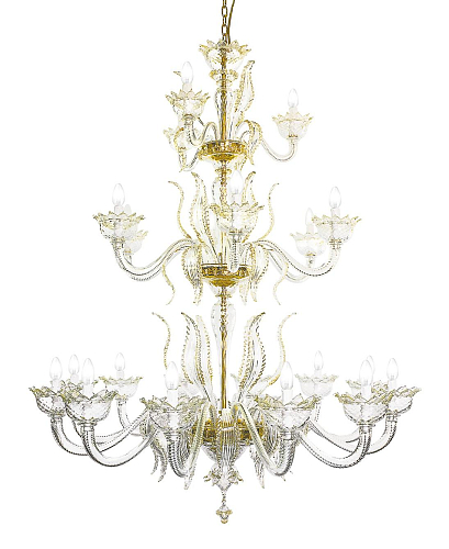Gold Murano 21-Light Multi-Tier Chandelier