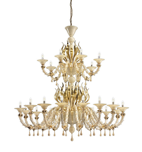 Golden Mouth-Blown Murano Chandelier