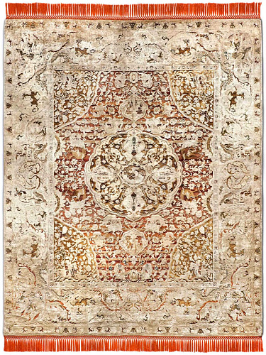 Gold Hand-Knotted Silk / Wool Rug