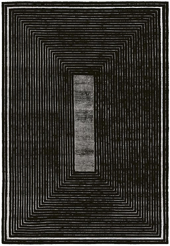 Handwoven Black Border Wool / Viscose Rug