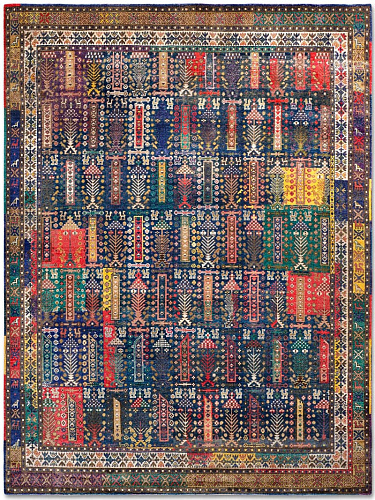 Original Natural Blue Hand-Knotted Wool Rug
