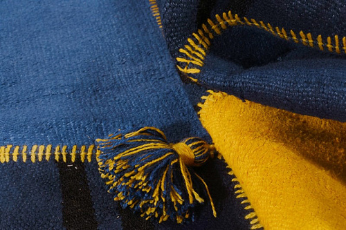 Patchwork Blue / Yellow Flatwoven Rug