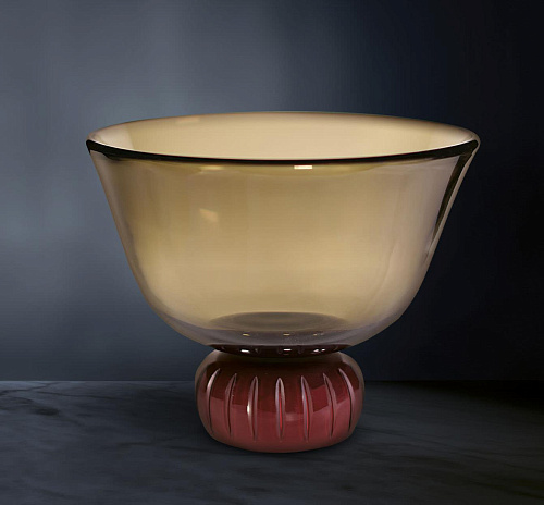 Smoked Venetian Glass Bowl Vase