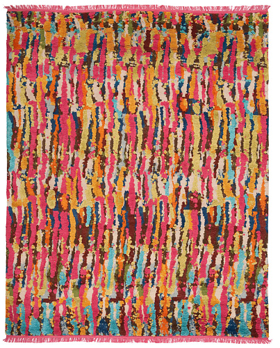 Luxurious Wool & Silk Hand-Woven Multicolored Rug