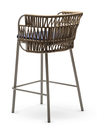 Jujube Beige and Blue Outdoor Bar Chair