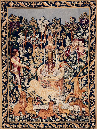 Unicorn at the Fountain Tapestry with Border