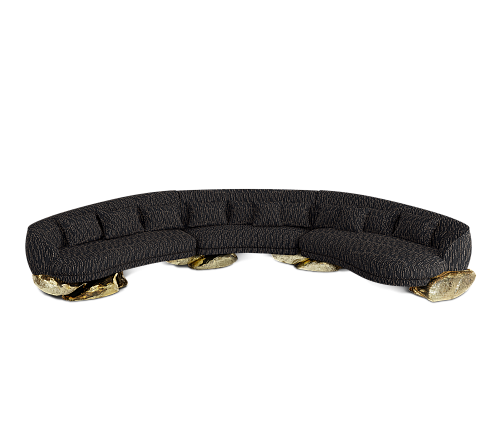 Angora Black Curved Luxe Sofa