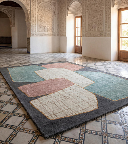 Abstract Geometry Hand-Knotted Rug