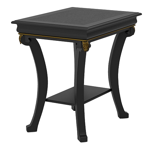 Dark Leather-Top Artisan Side Table