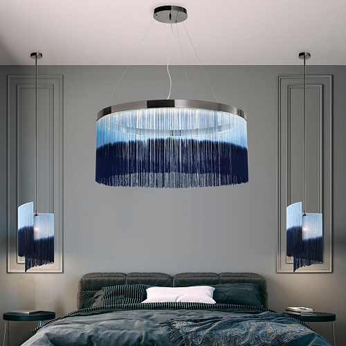 Dark Nickel Hand-Colored Fringe Chandelier