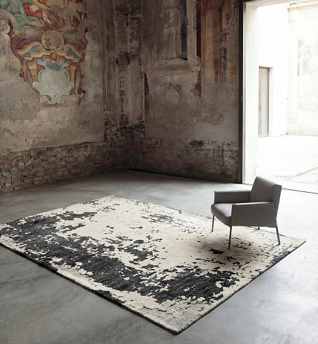 Monochrome Weathered Canvas Hand-Knotted Rug