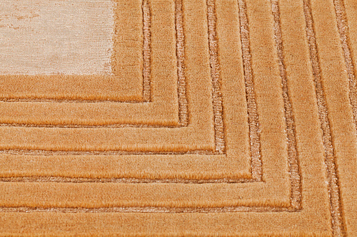 Handwoven Yellow Border Wool / Viscose Rug