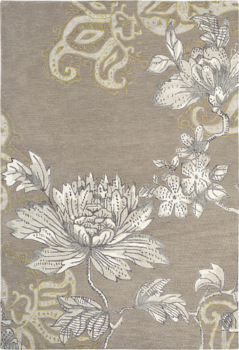 Floral Grey Wool / Viscose Hand Made Rug