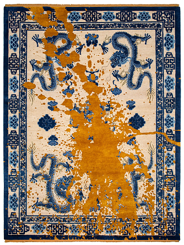 Dragon Blue / Gold Luxury Rug
