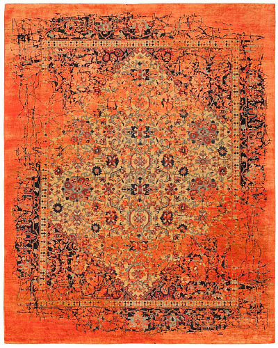 Oriental Faded Hand-woven Wool / Silk Luxury Rug