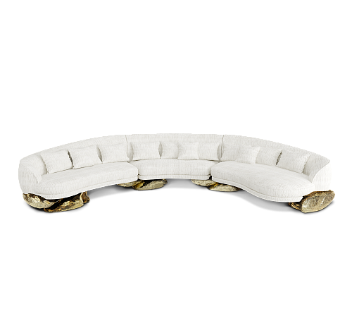 Angora White Curved Luxe Sofa