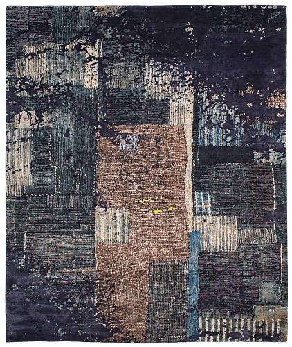 Luxurious Hand-woven Blue Rug Boro