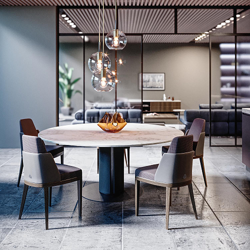 Edward Round Marble Pedestal Dining Table