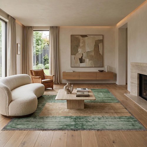 Sage Mosaic Green Hand-Crafted Rug