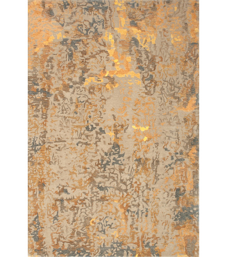 Viscose / Wool Hand-woven Yellow Luxury Rug