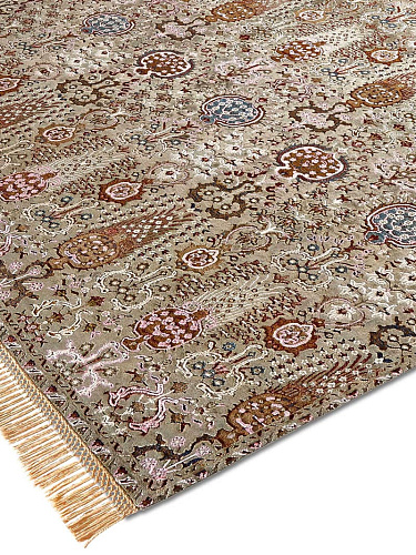 Isfahan Grey / Green Wool & Silk Rug